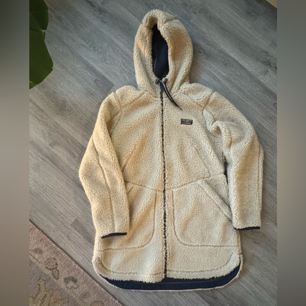 L.L. Bean Cream Sherpa Mountain Pile Coat